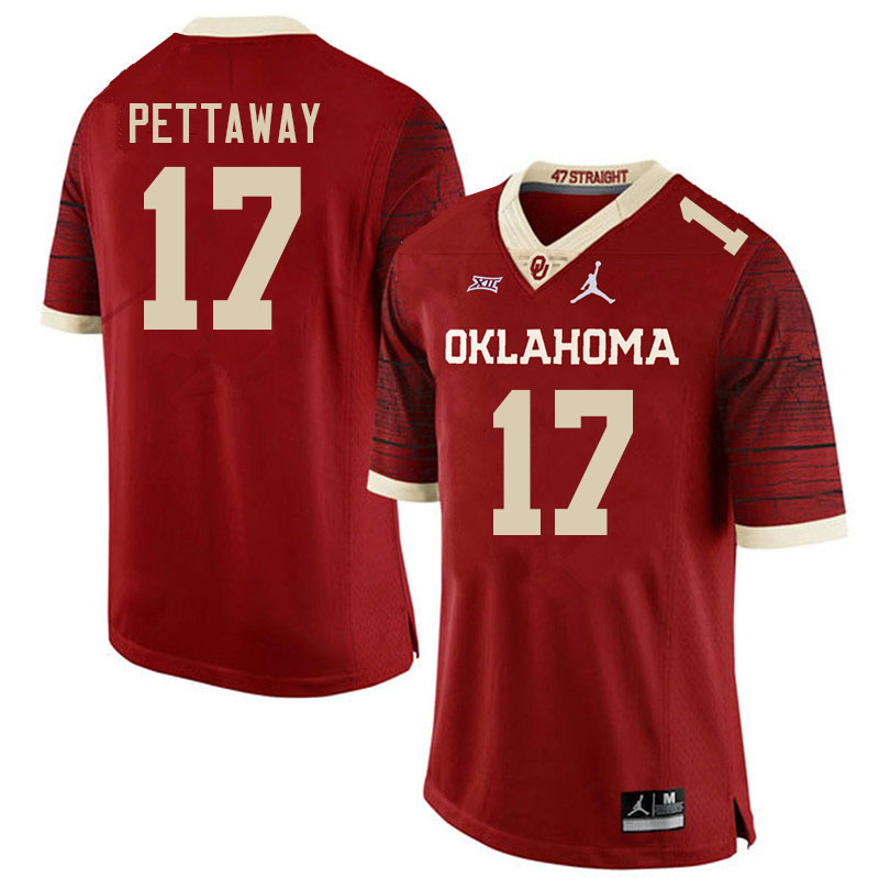 Men #17 Jaquaize Pettaway Oklahoma Sooners College Football Jerseys Stitched Sale-Retro